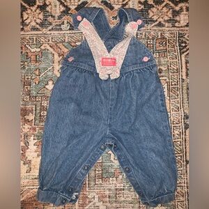 Vintage Oshkosh Overalls Pink Flower 12 M